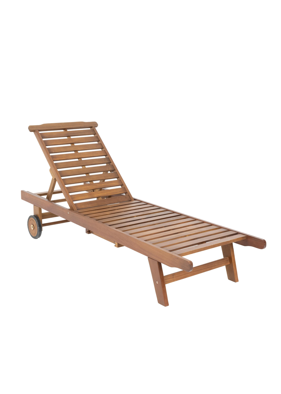 Charles Bentley FSC Acacia Wooden Reclining Sun Lounger With Pull Out Tray