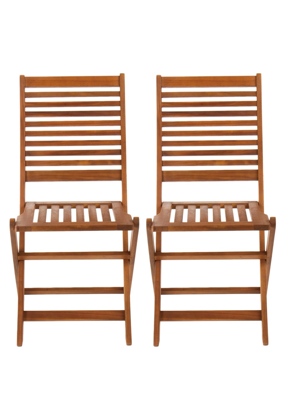 Charles Bentley FSC Acacia Wood Pair of Outdoor Foldable Chairs (H87.5cm x W46cm x D54cm)