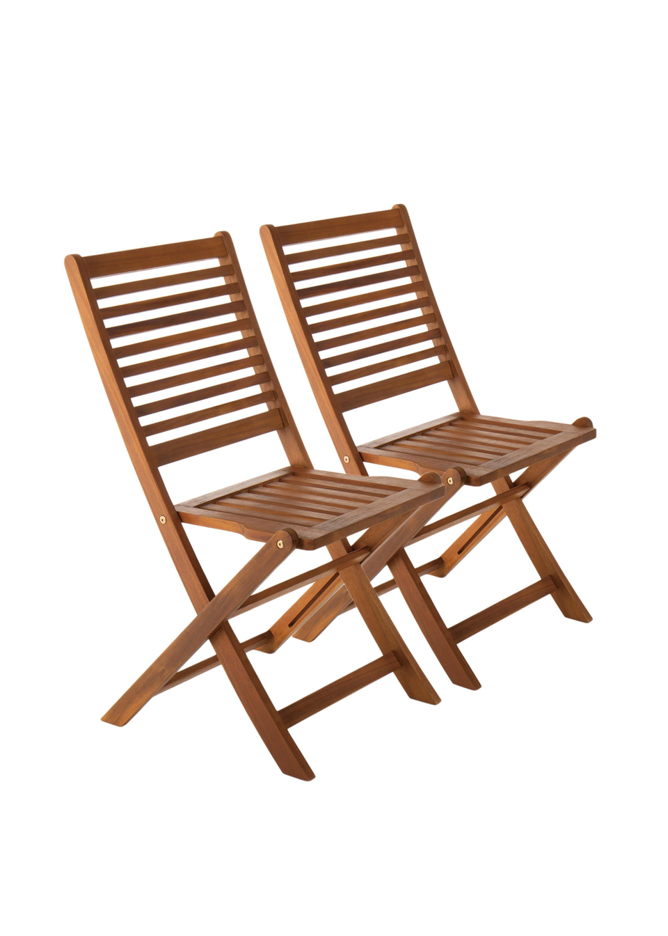 Charles Bentley FSC Acacia Wood Pair of Outdoor Foldable Chairs (H87.5cm x W46cm x D54cm)