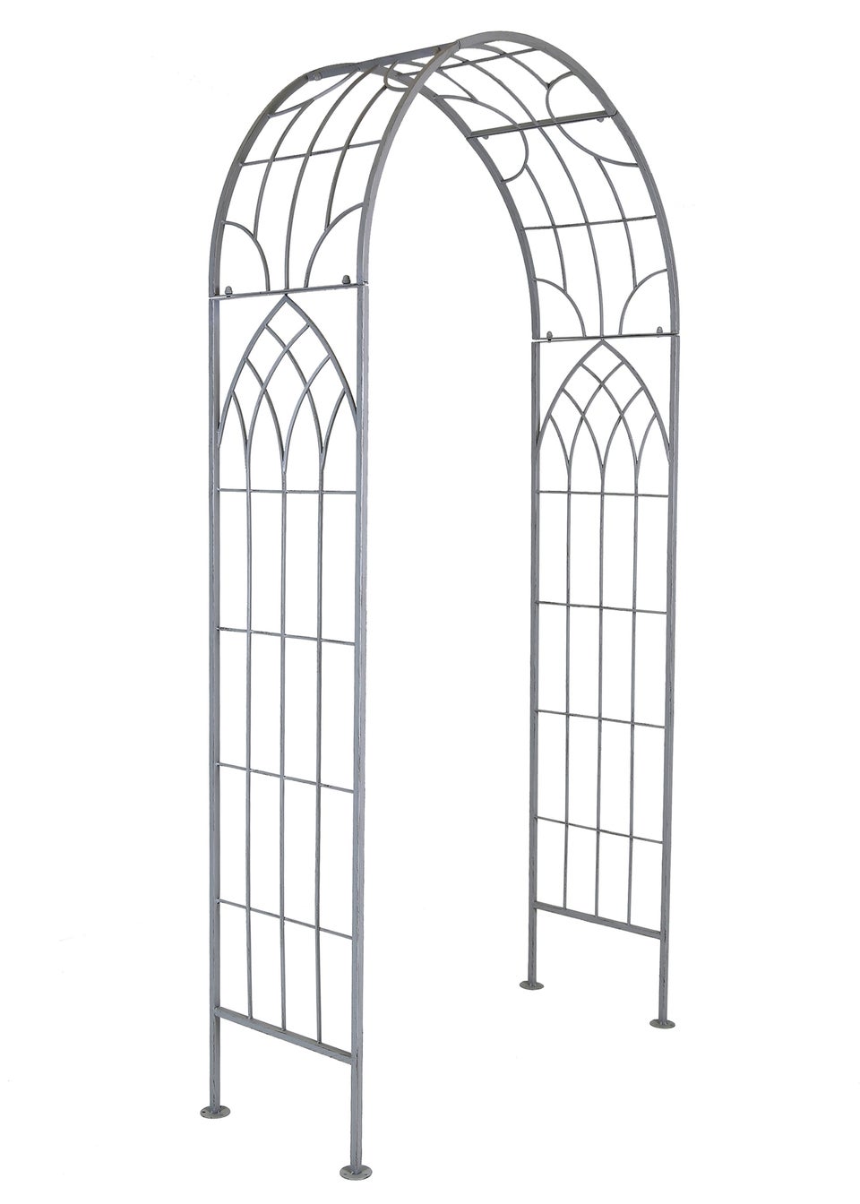 Charles Bentley Decorative Wrought Iron Arch Grey (H211cm x W103cm x D36cm)