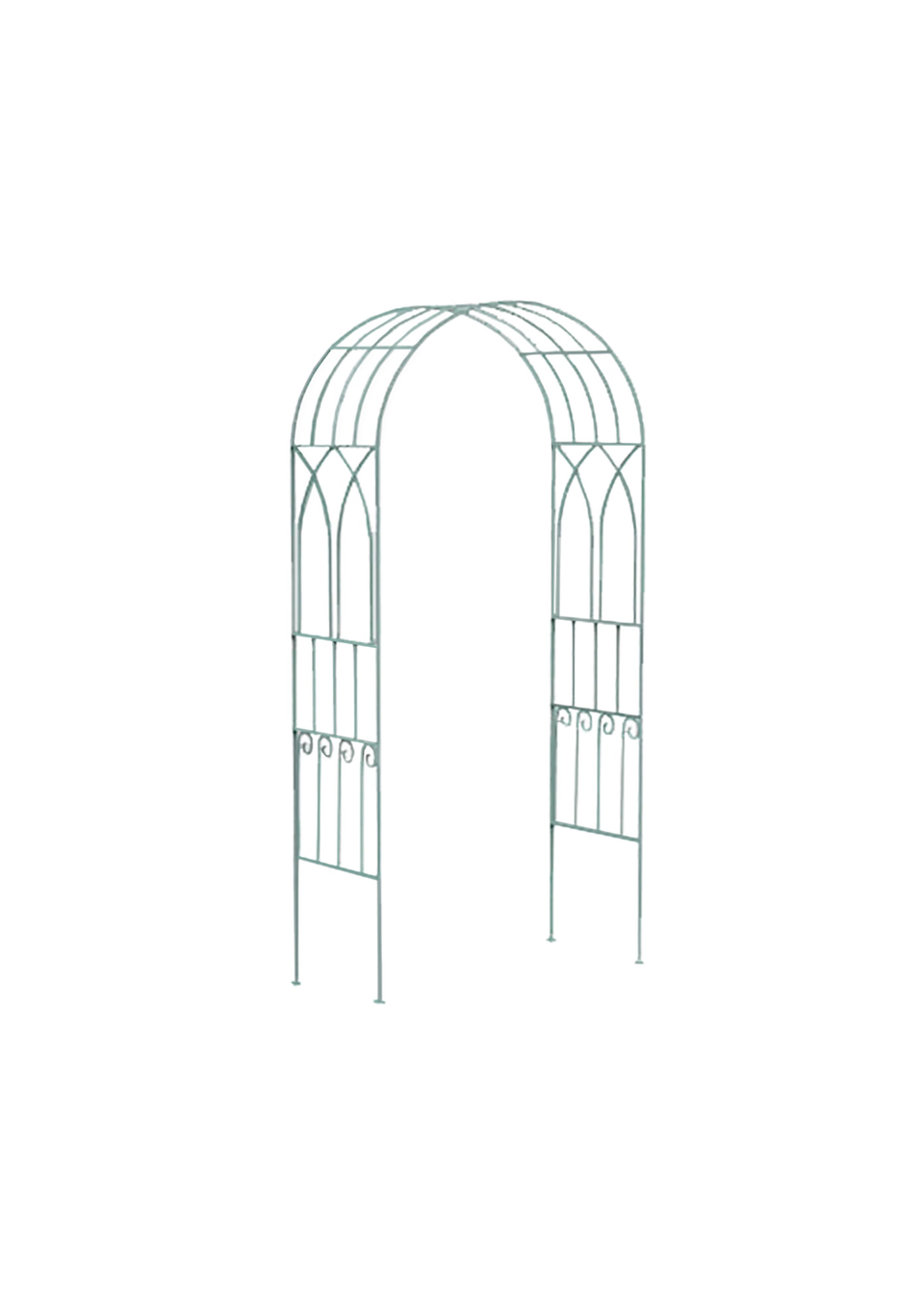 Charles Bentley Decorative Wrought Iron Arch Sage Green (H211cm x W103cm x D40.5cm)