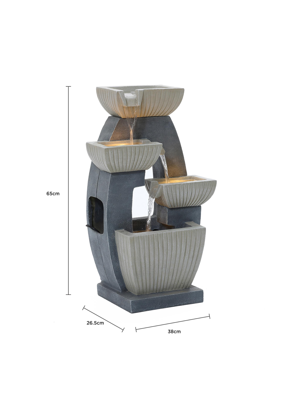 Charles Bentley Elbe Cascading Water Feature (H65cm x W38cm x D26.5cm)