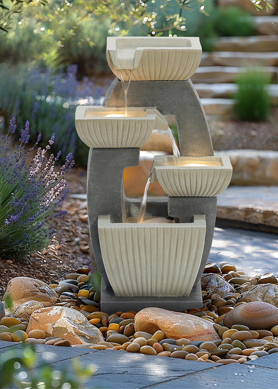 Charles Bentley Elbe Cascading Water Feature (H65cm x W38cm x D26.5cm)