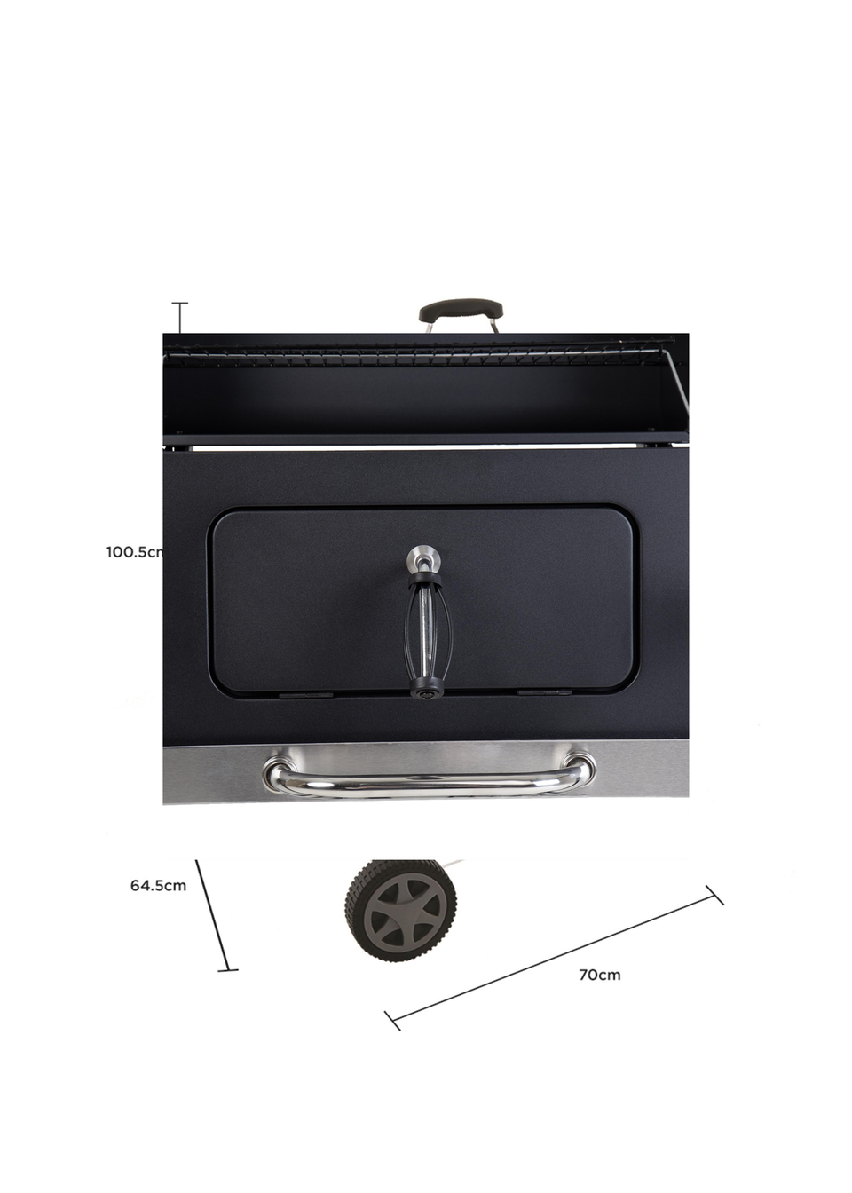Charles Bentley American Large Portable Grill Charcoal BBQ Black (H108cm x L114cm x W63cm)