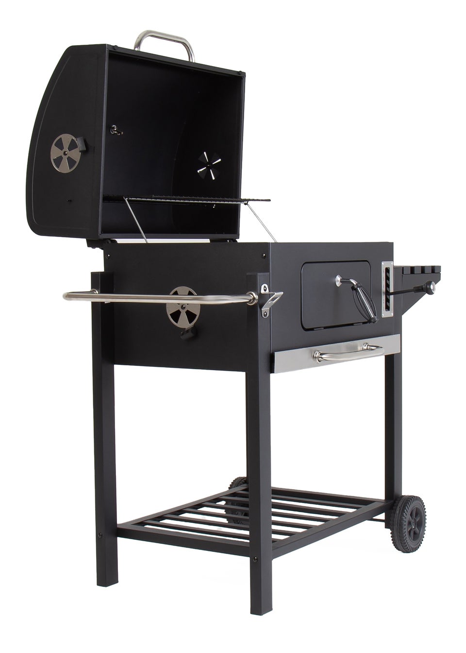 Charles Bentley American Large Portable Grill Charcoal BBQ Black (H108cm x L114cm x W63cm)