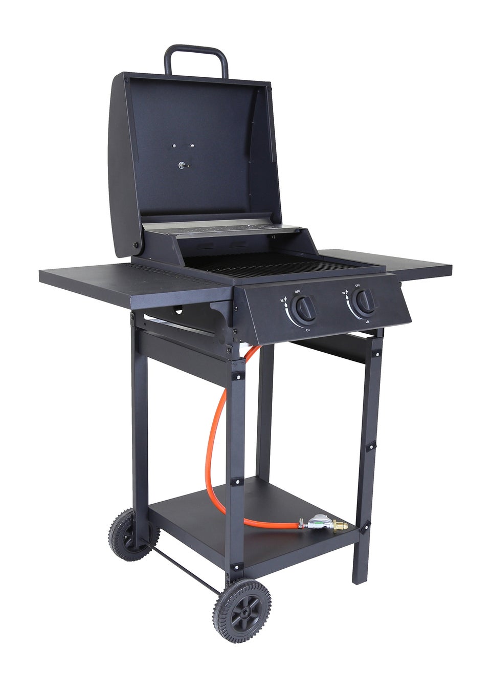 Charles Bentley Deluxe Auto Ignition 2 Burner Gas BBQ Grill Steel Barbecue
