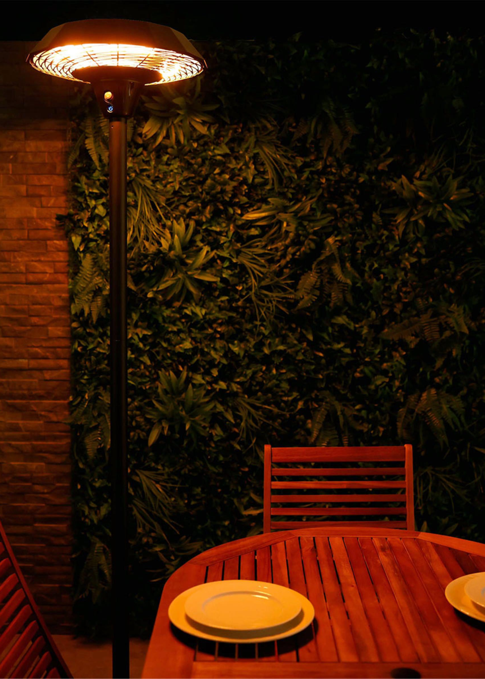 Charles Bentley Electric Floor Standing Patio Heater 2000W Black (H195cm x Dia.45cm)