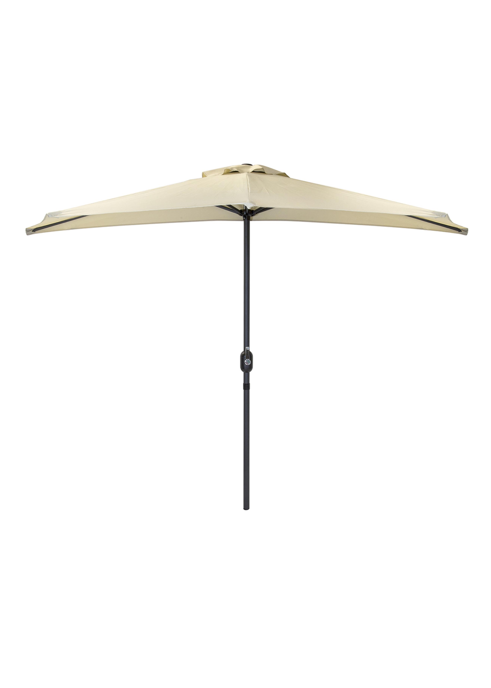 Charles Bentley Beige Metal Garden Balcony Half Umbrella With Crank Turn (H235cm x L135cm x W270cm)