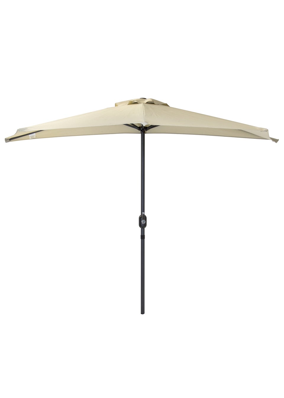Charles Bentley Beige Metal Garden Balcony Half Umbrella With Crank Turn (H235cm x L135cm x W270cm)