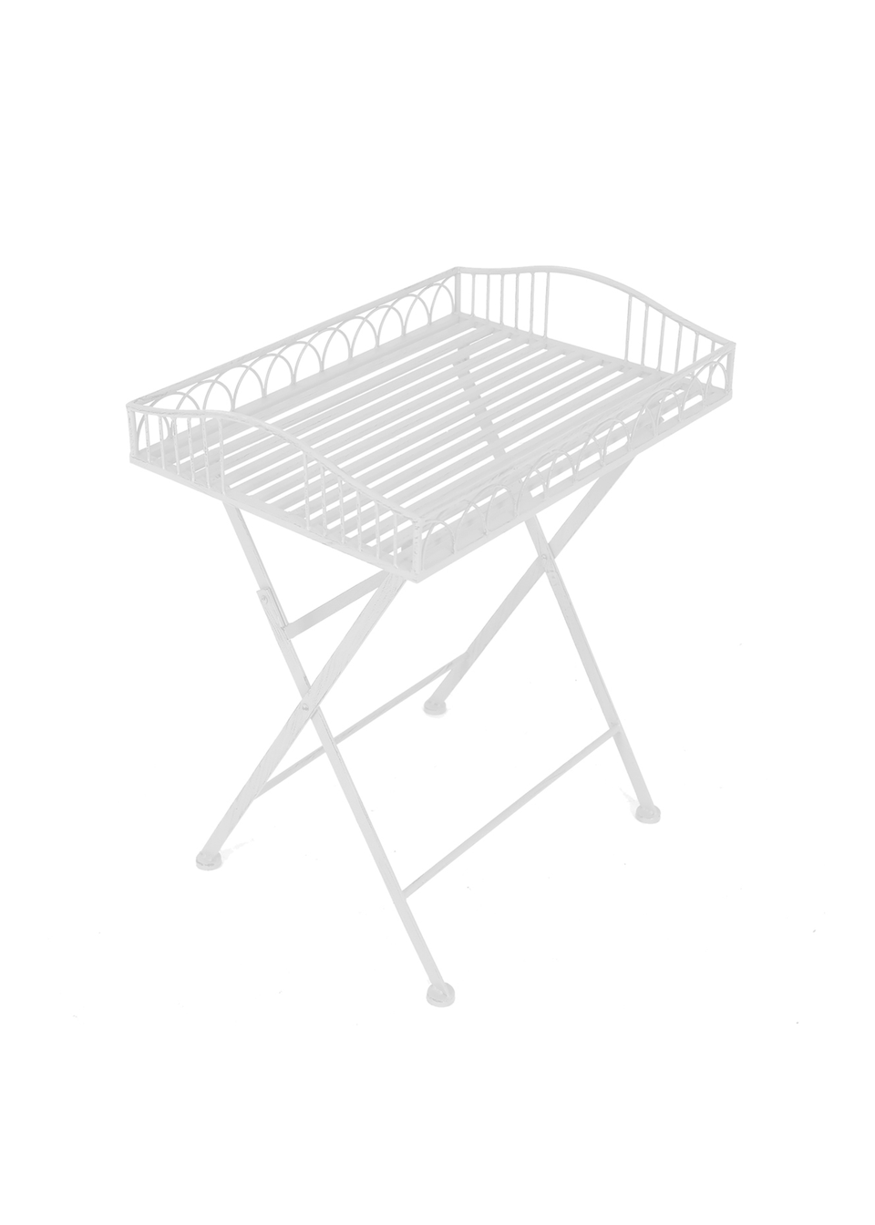 Charles Bentley Wrought Decorative Iron Garden Side Table White (H40cm x L55cm x W67cm)