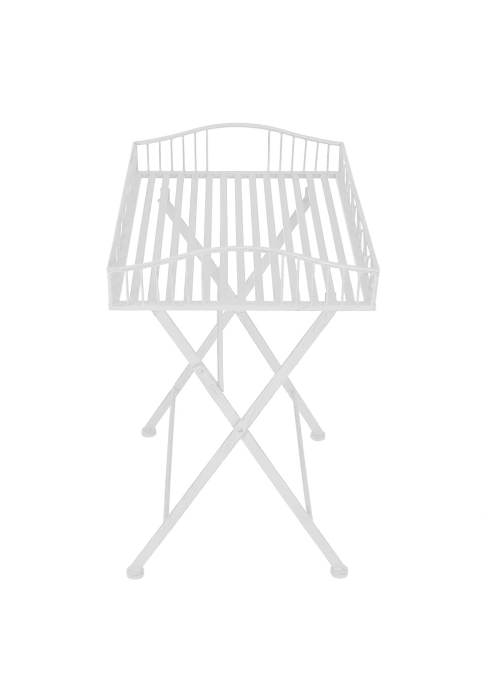 Charles Bentley Wrought Decorative Iron Garden Side Table White (H40cm x L55cm x W67cm)