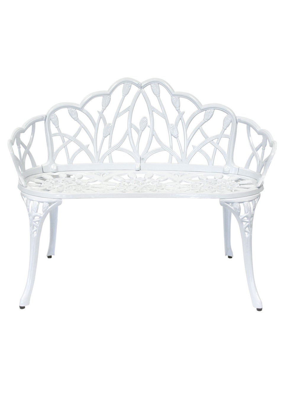 Charles Bentley White Tulip Cast Aluminium Metal 2 Seats Garden