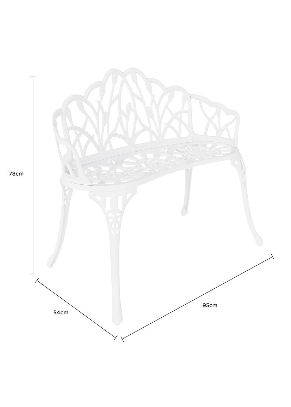 Charles Bentley White Tulip Cast Aluminium Metal 2 Seats Garden