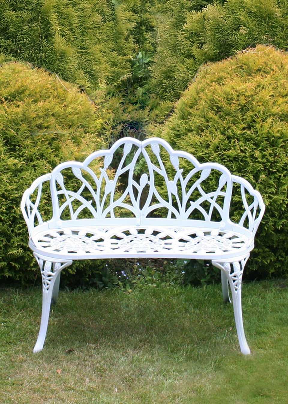 Charles Bentley White Tulip Cast Aluminium Metal 2 Seats Garden