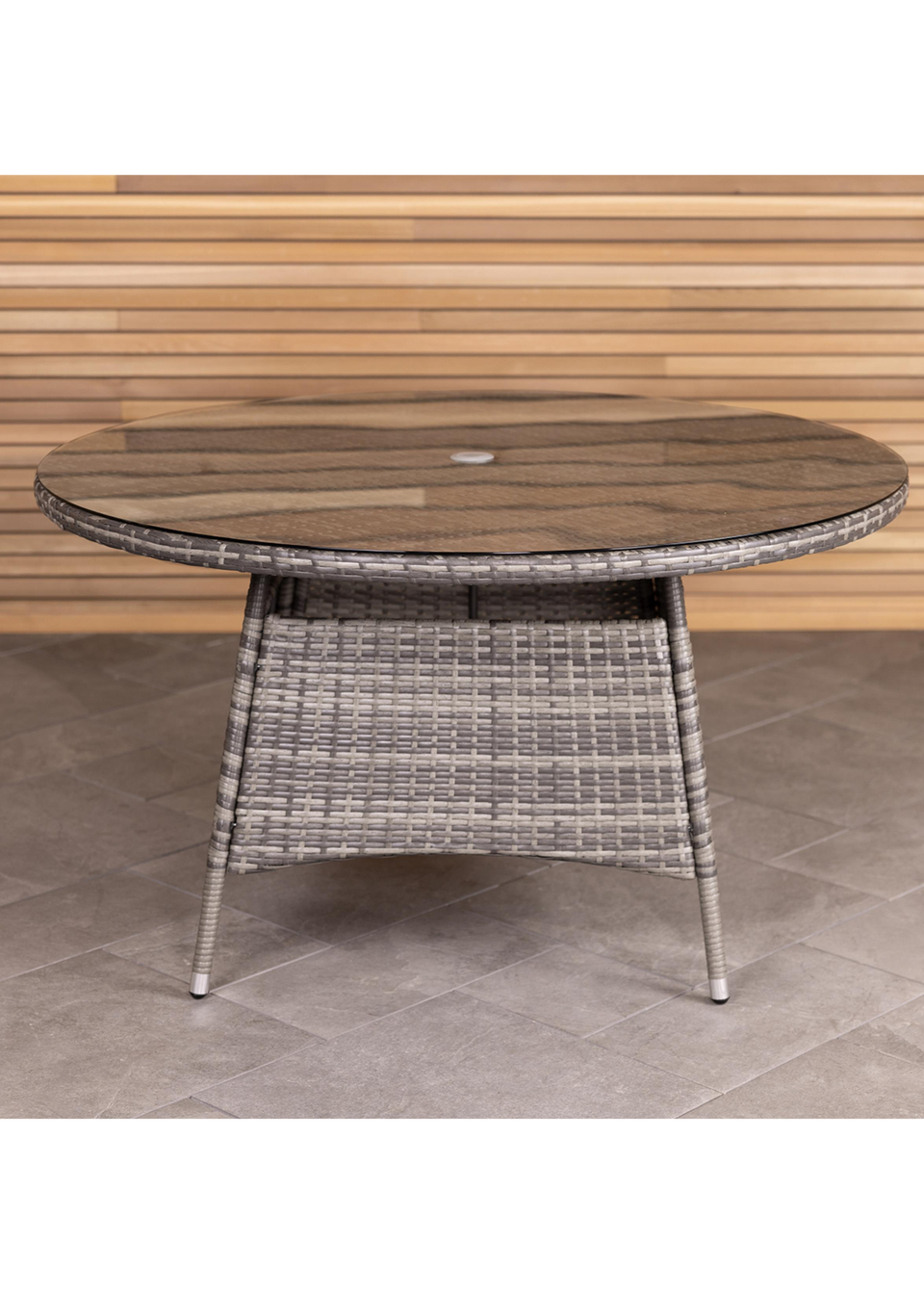 Charles Bentley Rattan Dining Table Grey (H74cm x W130cm)