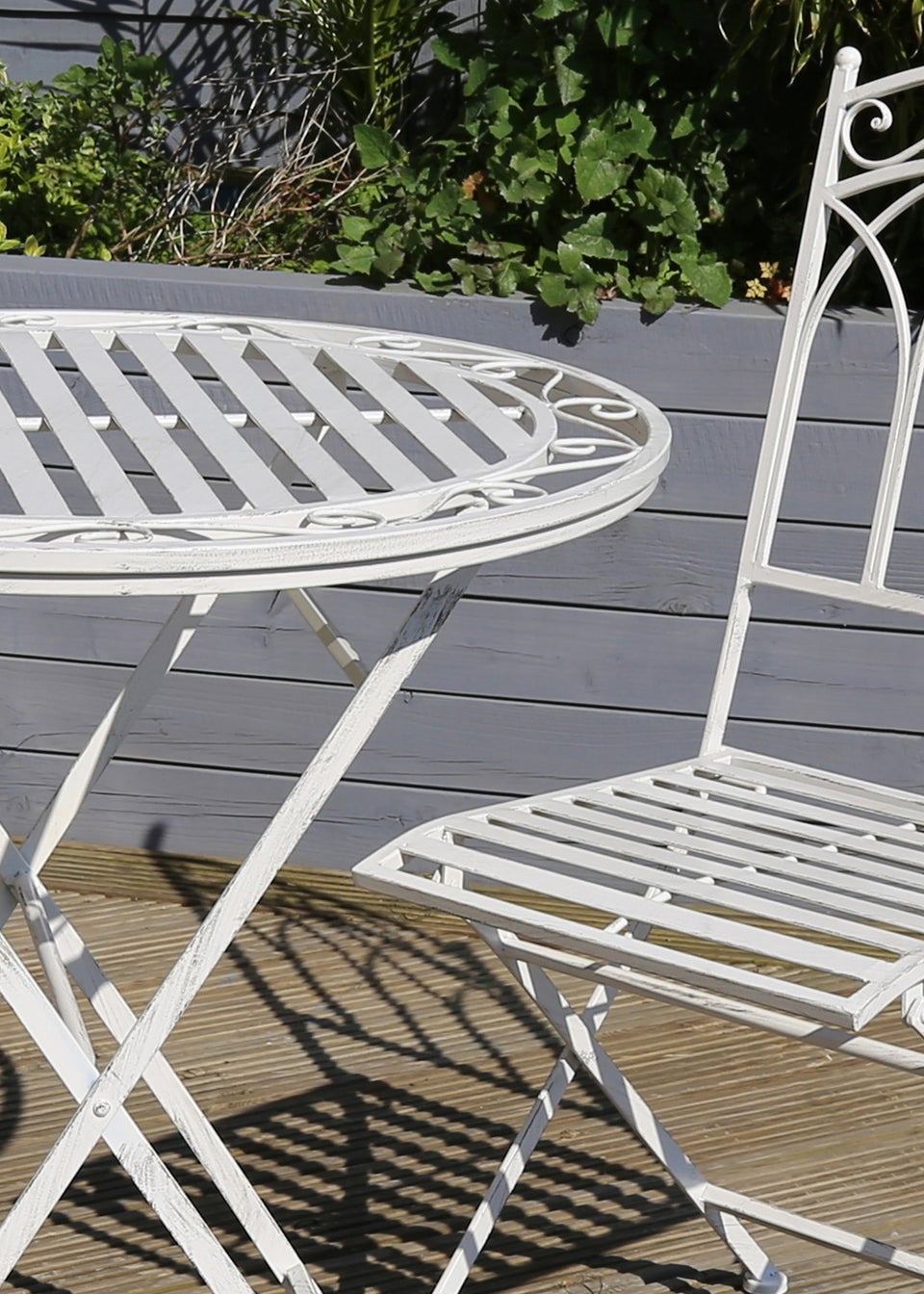 Charles Bentley Rustic Wrought Iron Outdoor Bistro Set Antique White (2 Seater)