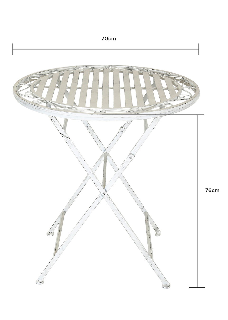 Charles Bentley Rustic Wrought Iron Outdoor Bistro Set Antique White (2 Seater)