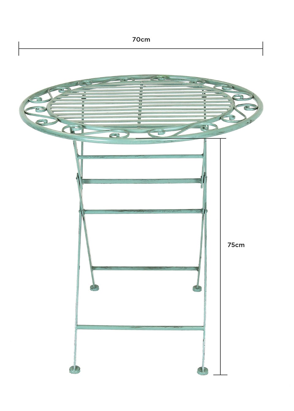 Charles Bentley Rustic Wrought Iron Outdoor Bistro Set Sage Green (2 Seater)