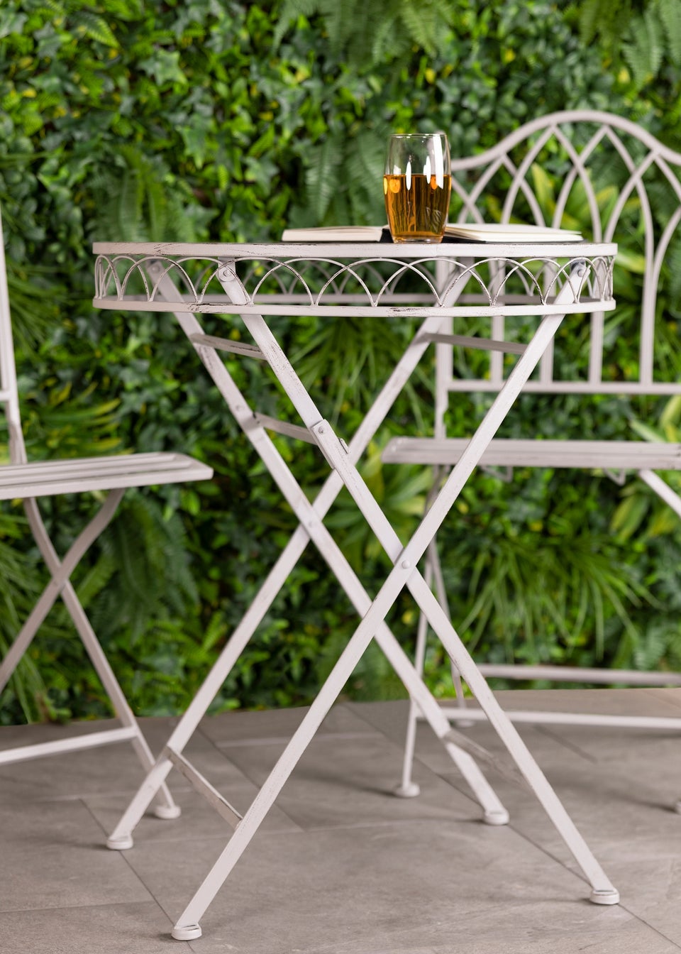 Charles Bentley Wrought Iron Feminine Bistro Set Grey (2 Seater)