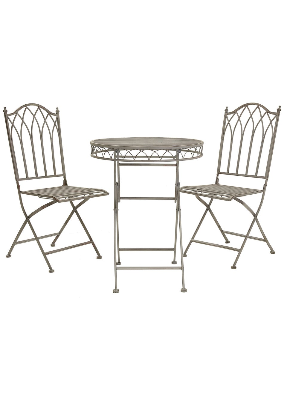 Charles Bentley Wrought Iron Feminine Bistro Set Grey (2 Seater)