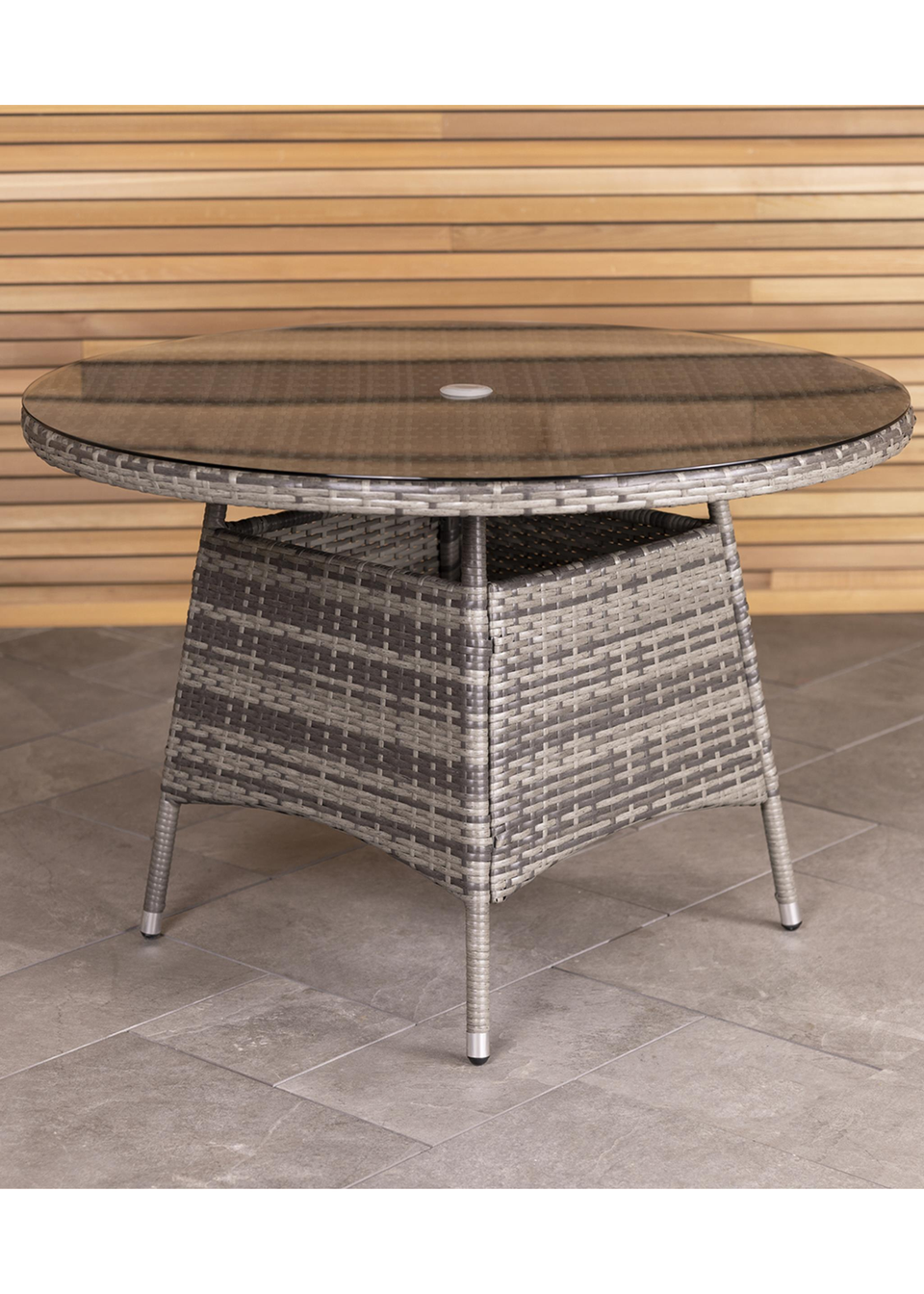 Charles Bentley Round Rattan Dining Table Grey (H74cm x W110cm)