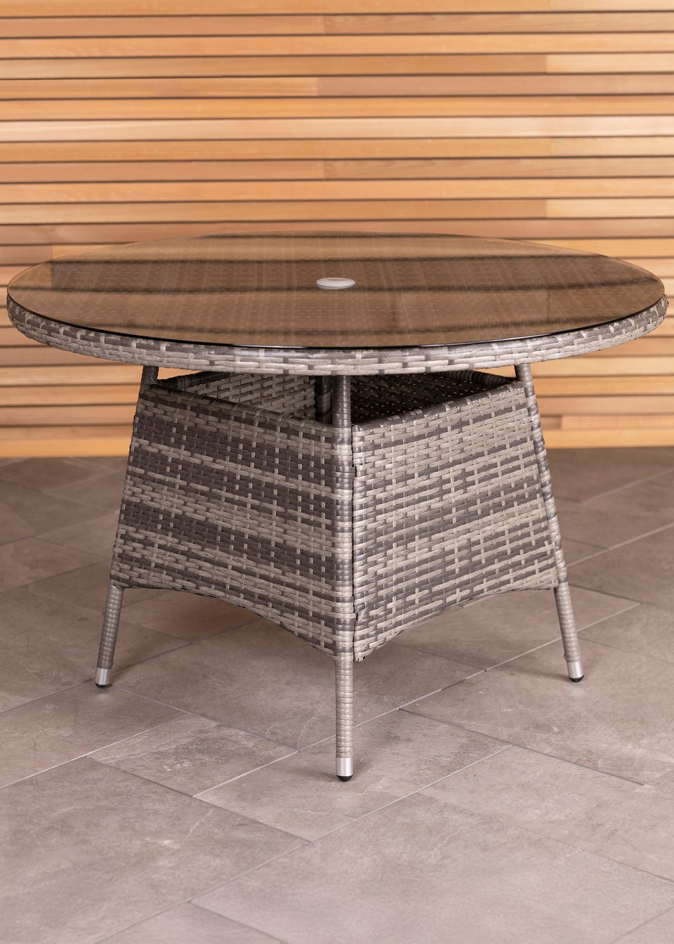 Charles Bentley Round Rattan Dining Table Grey (H74cm x W110cm)