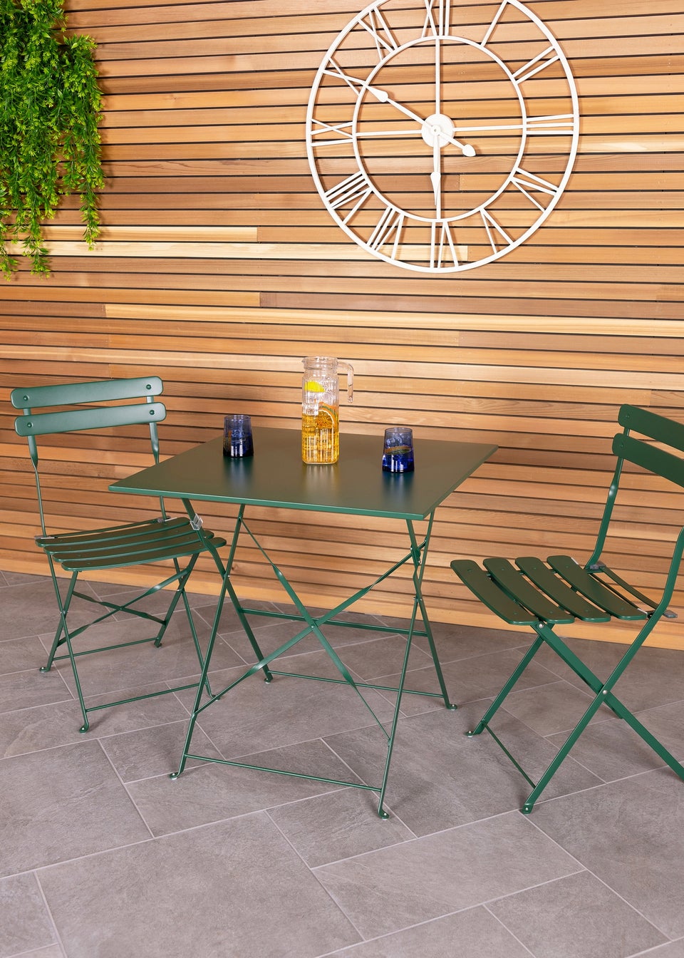 Charles Bentley Square Folding Metal Bistro Set Patio Garden Outdoor (2 Seater)