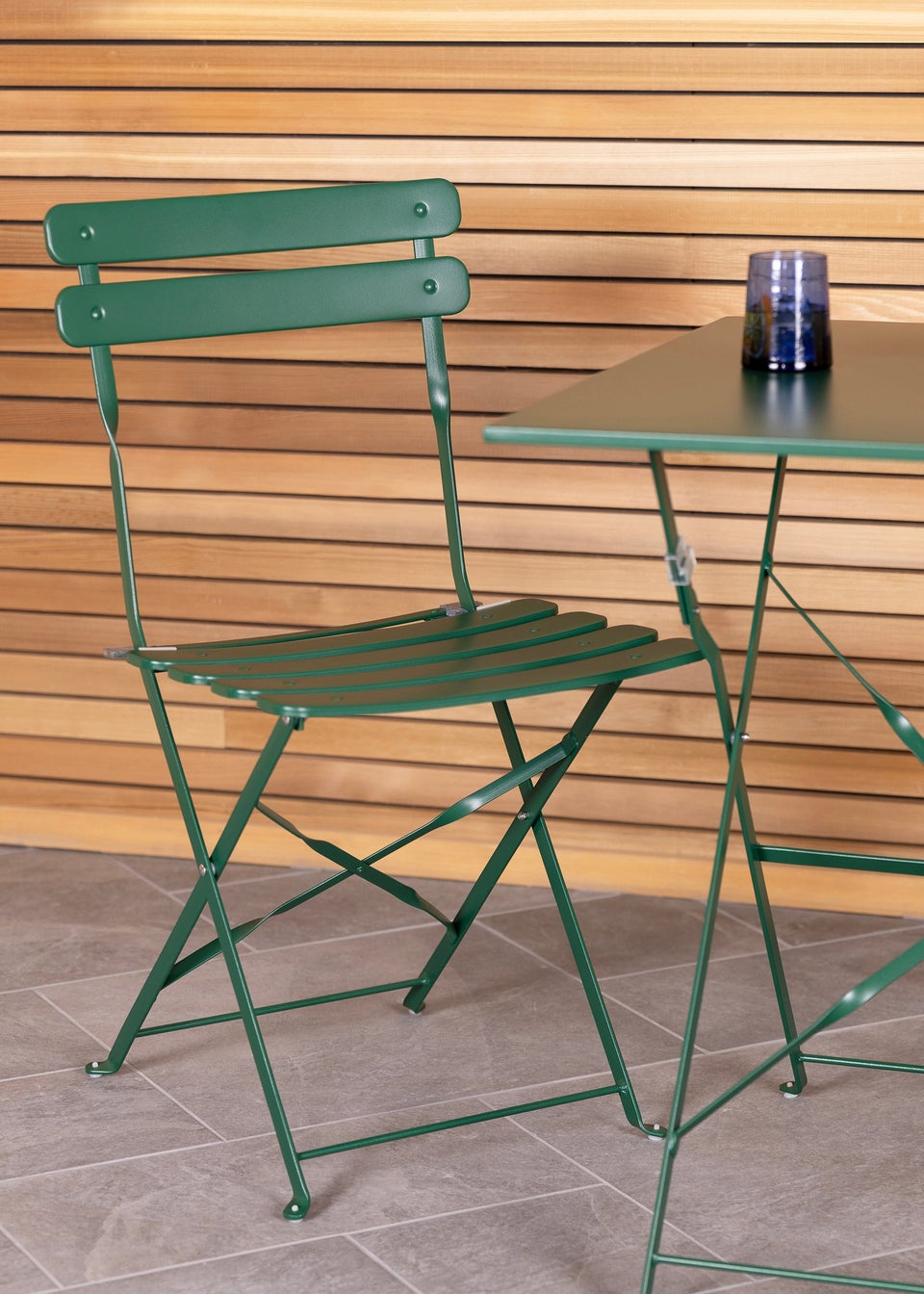 Charles Bentley Square Folding Metal Bistro Set Patio Garden Outdoor (2 Seater)