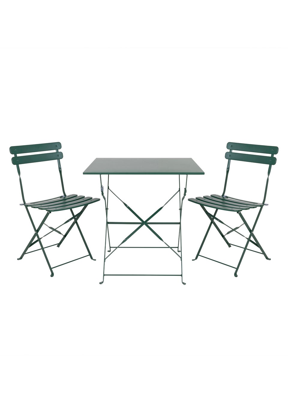 Charles Bentley Square Folding Metal Bistro Set Patio Garden Outdoor (2 Seater)