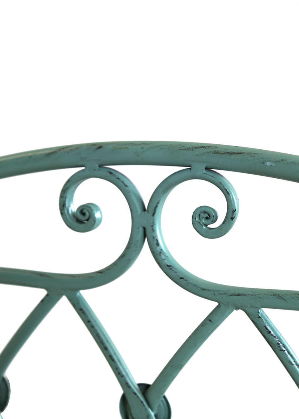 Charles Bentley Wrought Iron Rustic Companion Seat for Two Sage Green (H68.5cm x W155cm x D91.5cm)