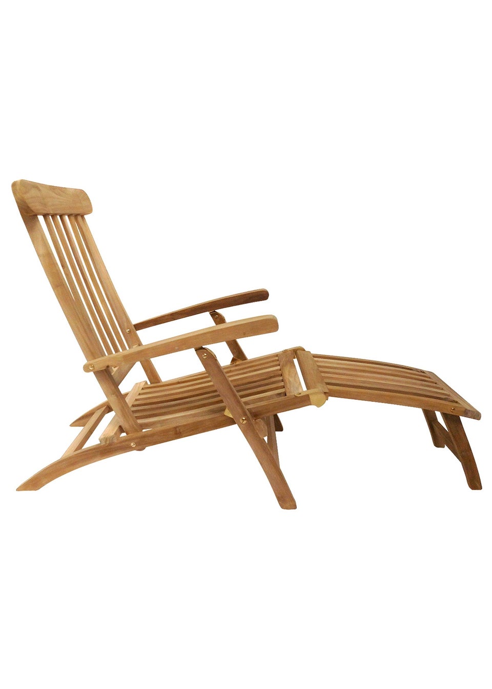 Charles Bentley Solid Wooden Teak Steamer Chair/Sun Lounger Garden Furniture (H61cm x L150cm x W95cm)
