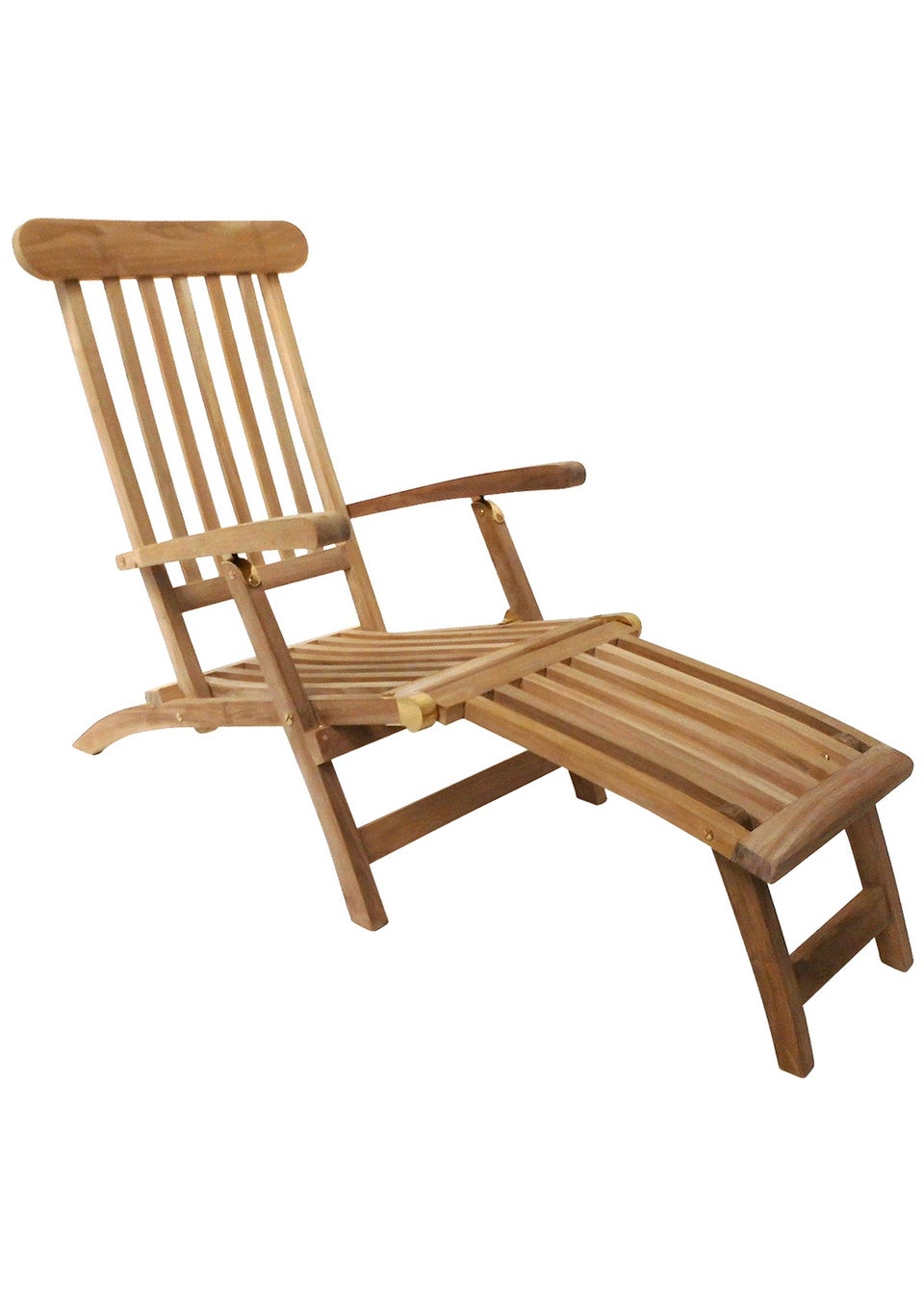 Charles Bentley Solid Wooden Teak Steamer Chair/Sun Lounger Garden Furniture (H61cm x L150cm x W95cm)