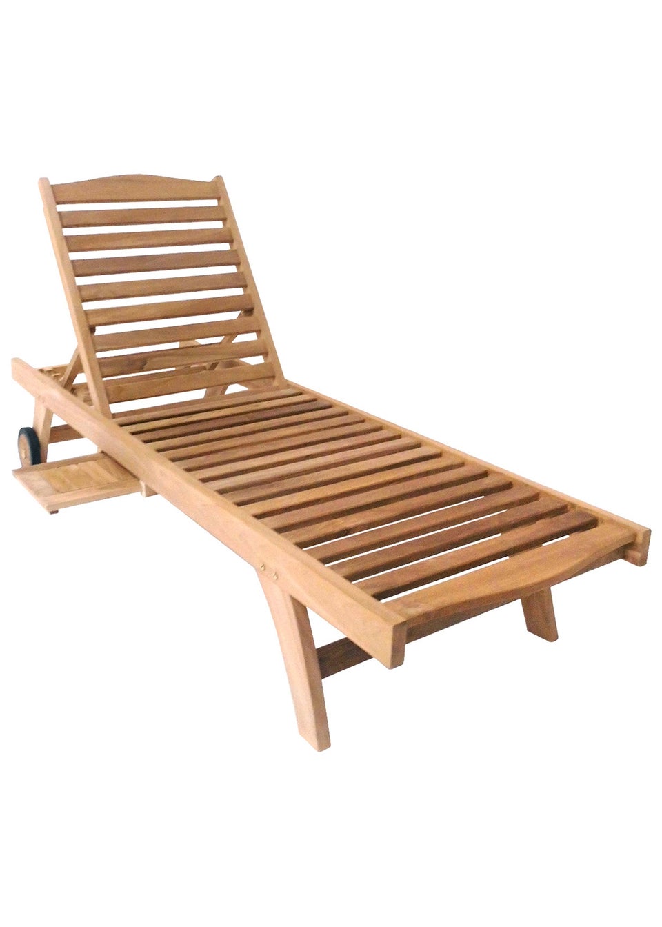 Charles Bentley Solid Wooden Teak Garden Patio Reclining Sun Lounger Sunbed (H35cm x W202cm x D65cm)