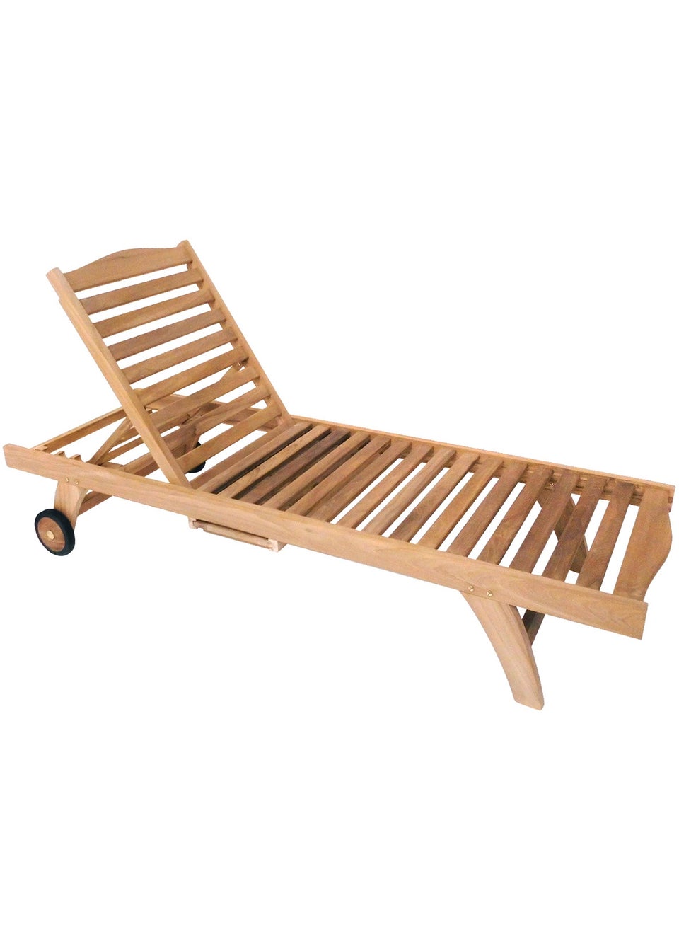 Charles Bentley Solid Wooden Teak Garden Patio Reclining Sun Lounger Sunbed (H35cm x W202cm x D65cm)