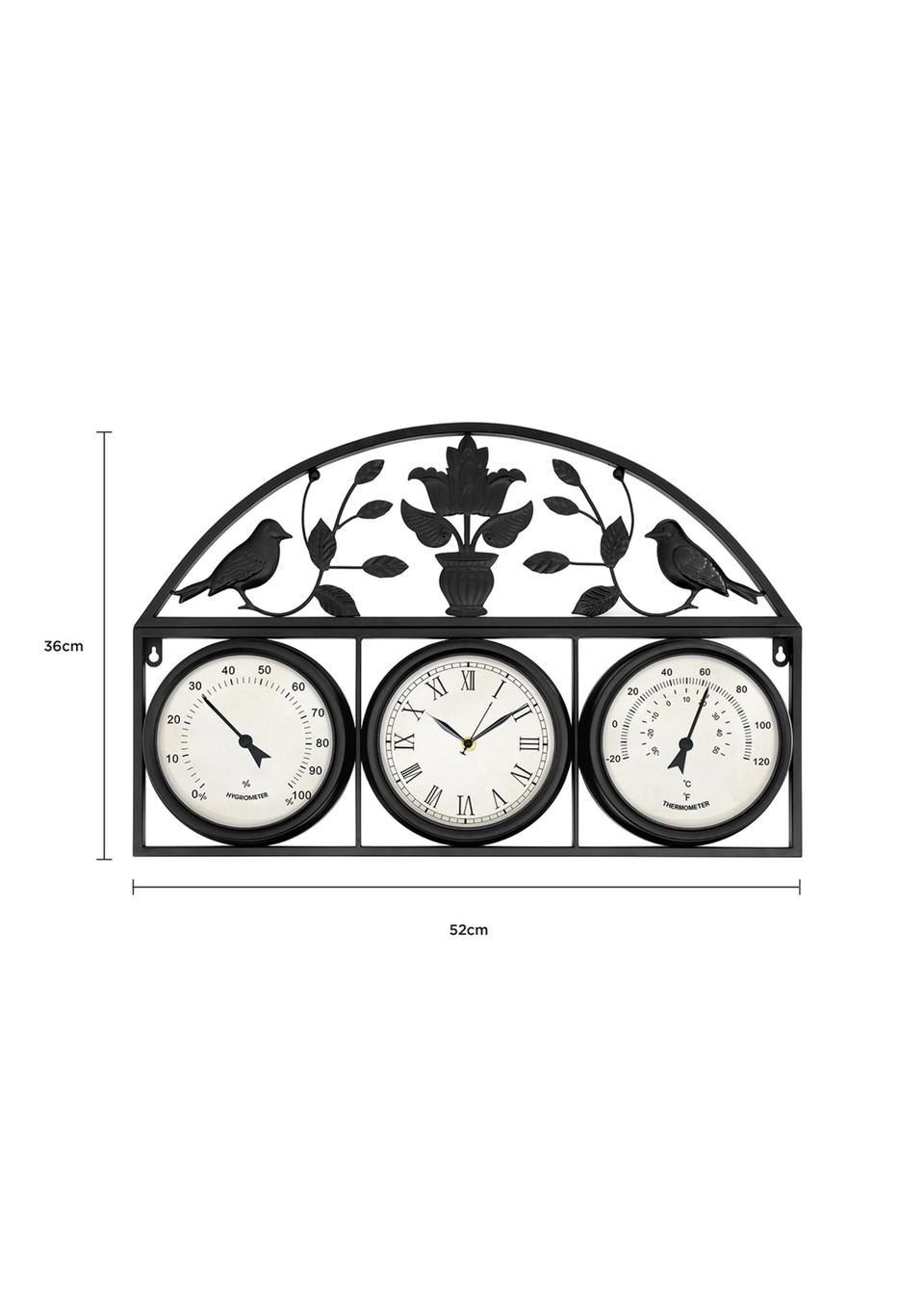 Charles Bentley Rutland Outdoor Triple Faced Wall Clock (H44cm x W66cm)
