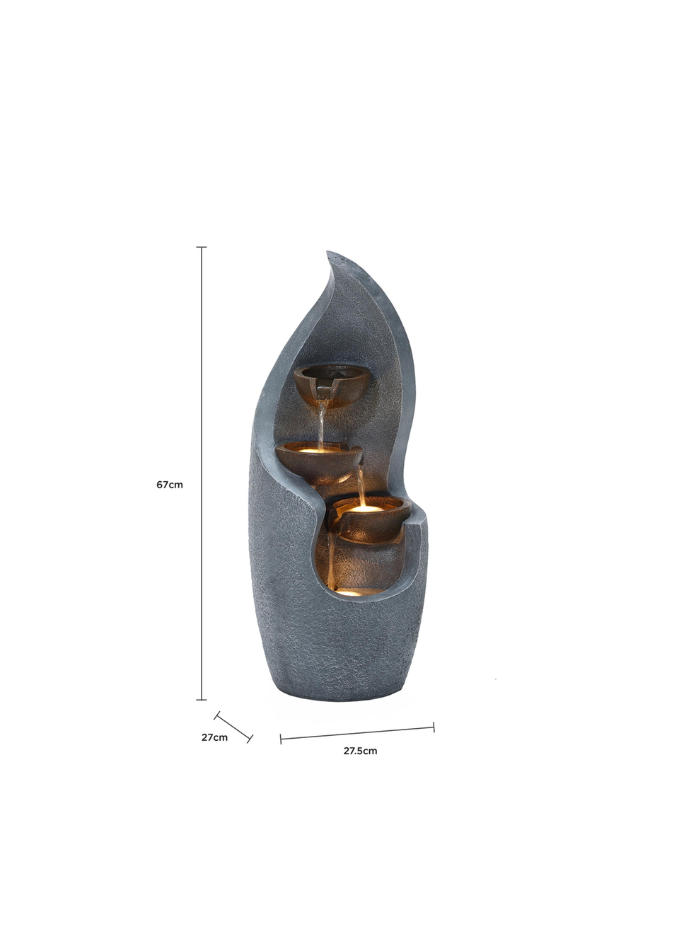 Charles Bentley Tiber Cascading Water Feature (H67cm x W27.5cm x D27cm)