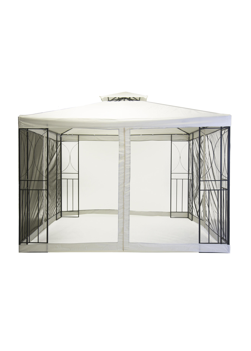 Charles Bentley Steel Art Cream Gazebo Party Tent With Fly Screen (H3m x L3m x W2.6m)
