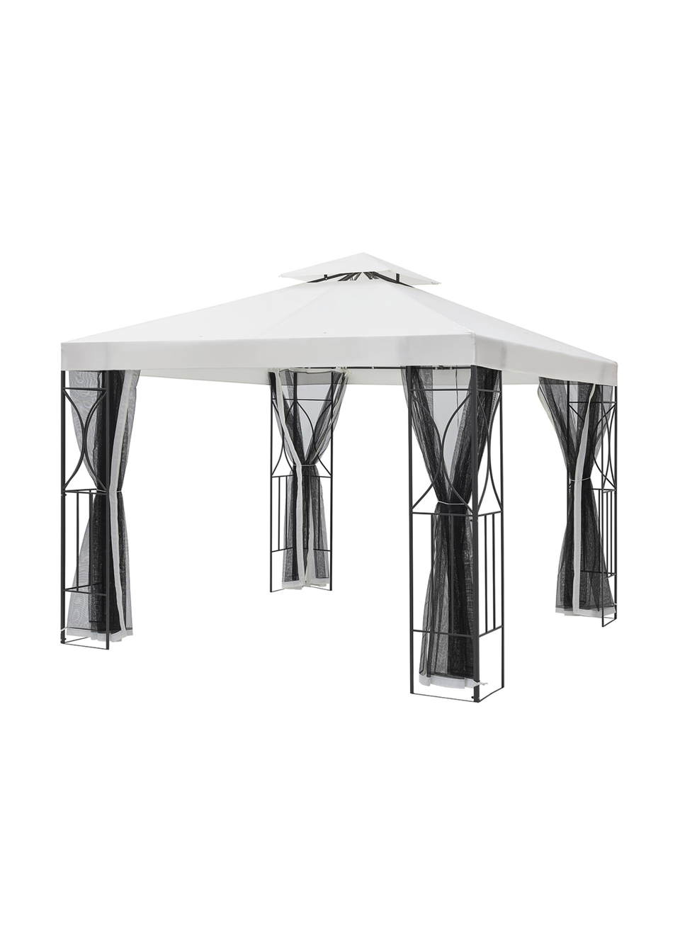 Charles Bentley Steel Art Cream Gazebo Party Tent With Fly Screen (H3m x L3m x W2.6m)