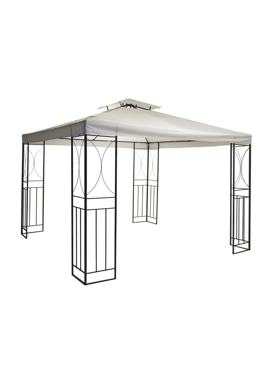 Charles Bentley Steel Art Cream Gazebo Party Tent With Fly Screen (H3m x L3m x W2.6m)