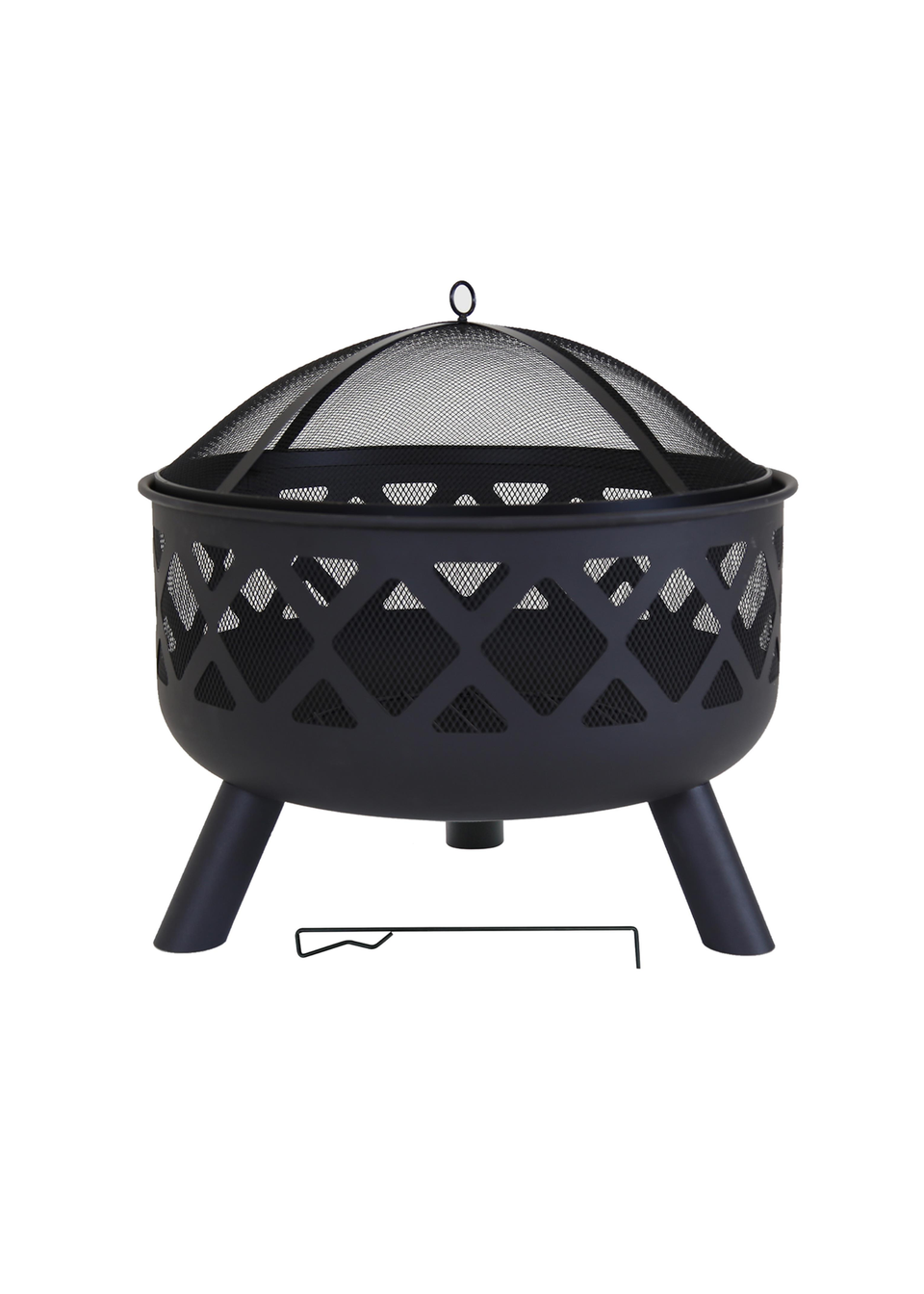 Charles Bentley Round Black Fire Pit (H58cm x W61cm x D61cm)