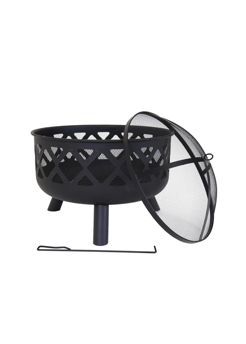 Charles Bentley Round Black Fire Pit (H58cm x W61cm x D61cm)