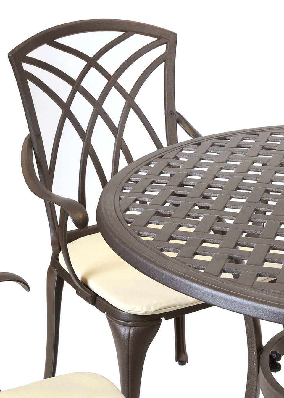 Charles Bentley Metal Cast Aluminium Garden Furniture Patio Set With Cushions (5 Piece)