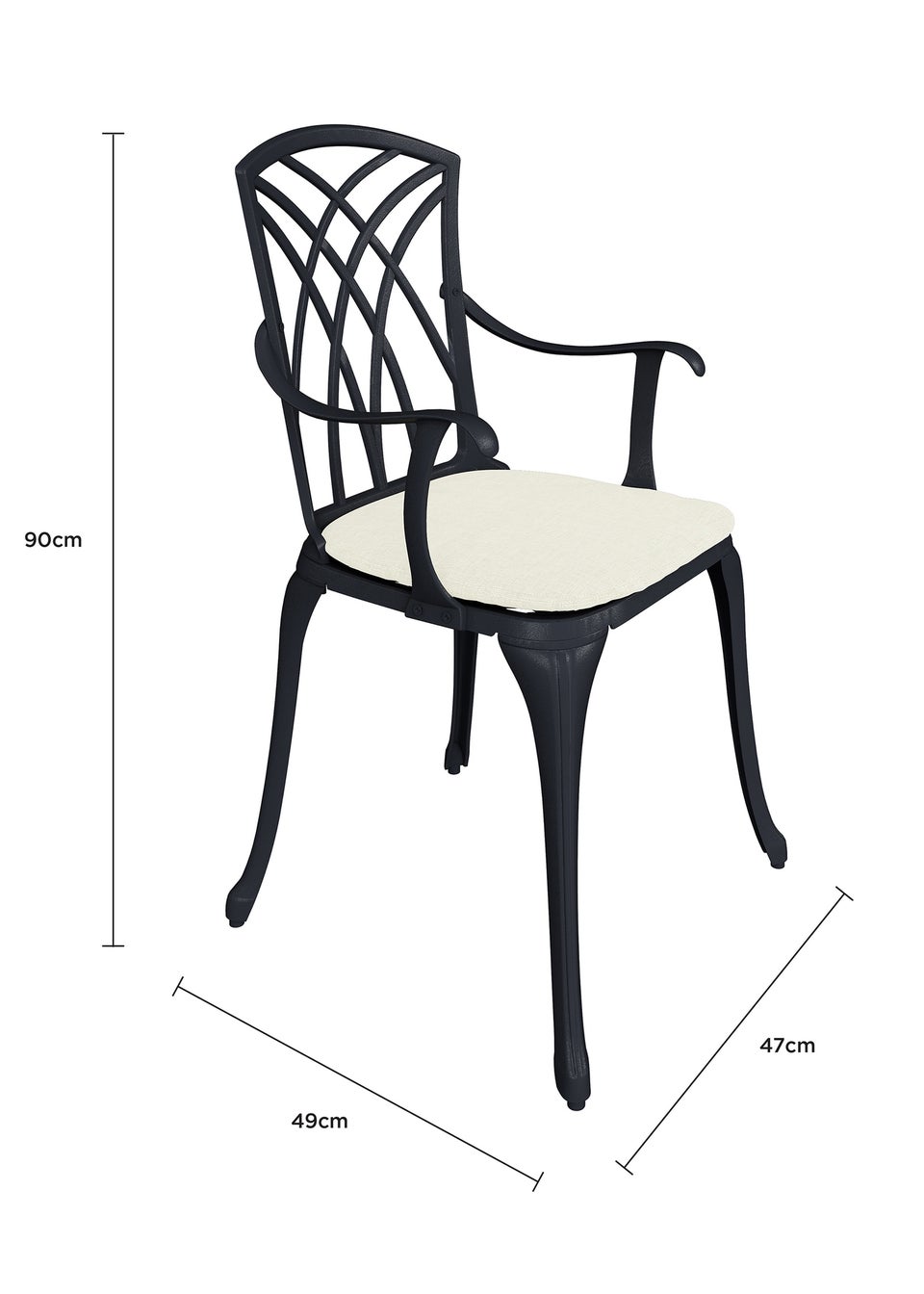 Charles Bentley Metal Cast Aluminium Garden Furniture Patio Set With Cushions (5 Piece)