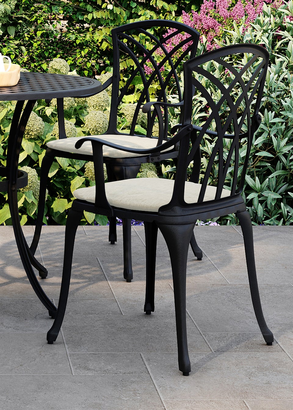 Charles Bentley Metal Cast Aluminium Garden Furniture Patio Set With Cushions (5 Piece)