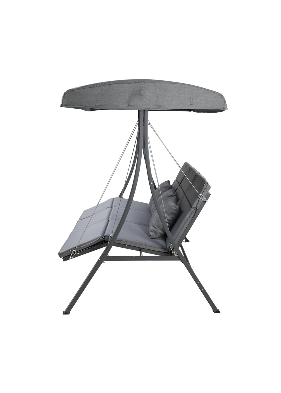 Charles Bentley Lounger Swing Chair for Garden or Patio Grey (3 Seater)