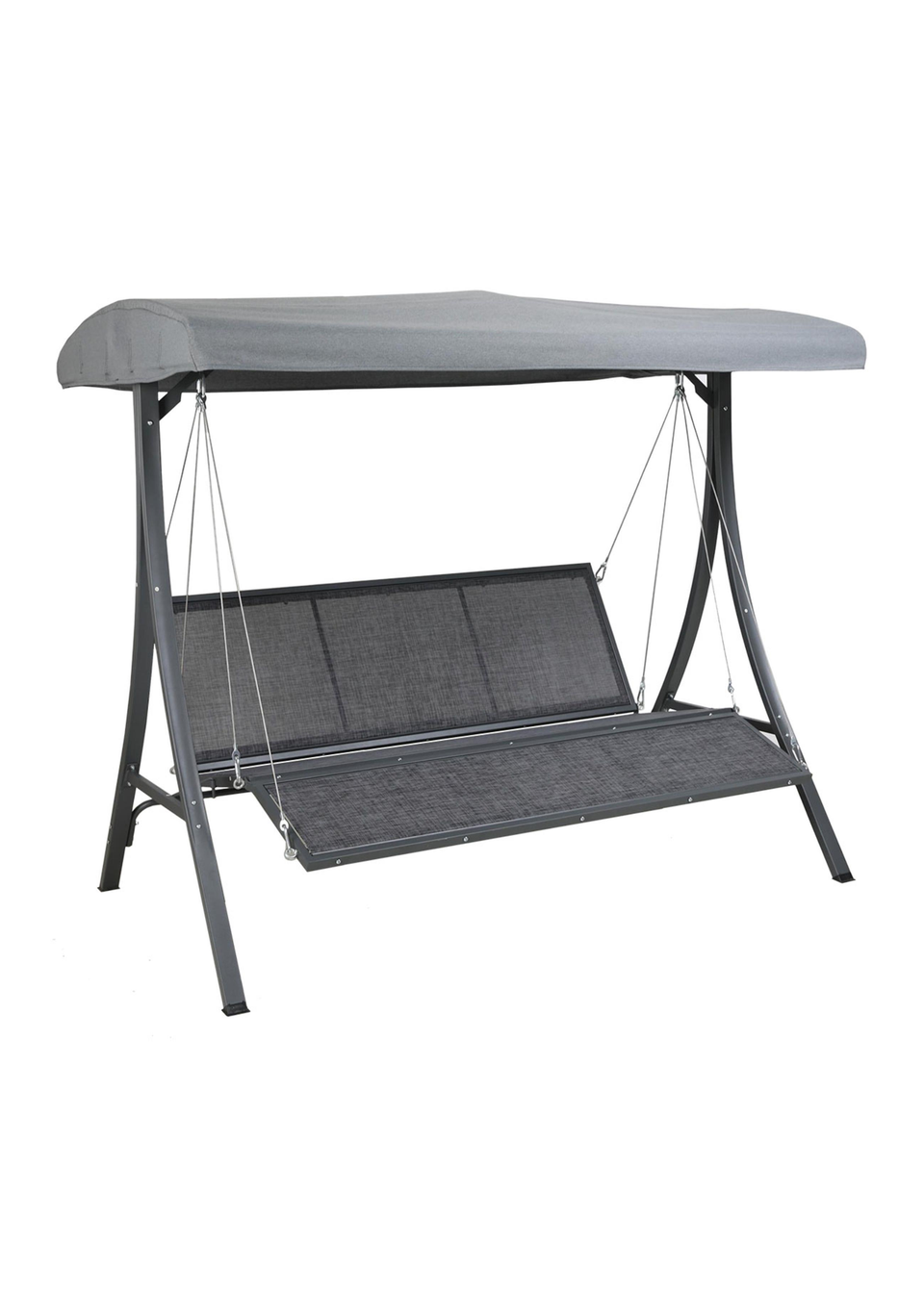 Charles Bentley Lounger Swing Chair for Garden or Patio Grey (3 Seater)