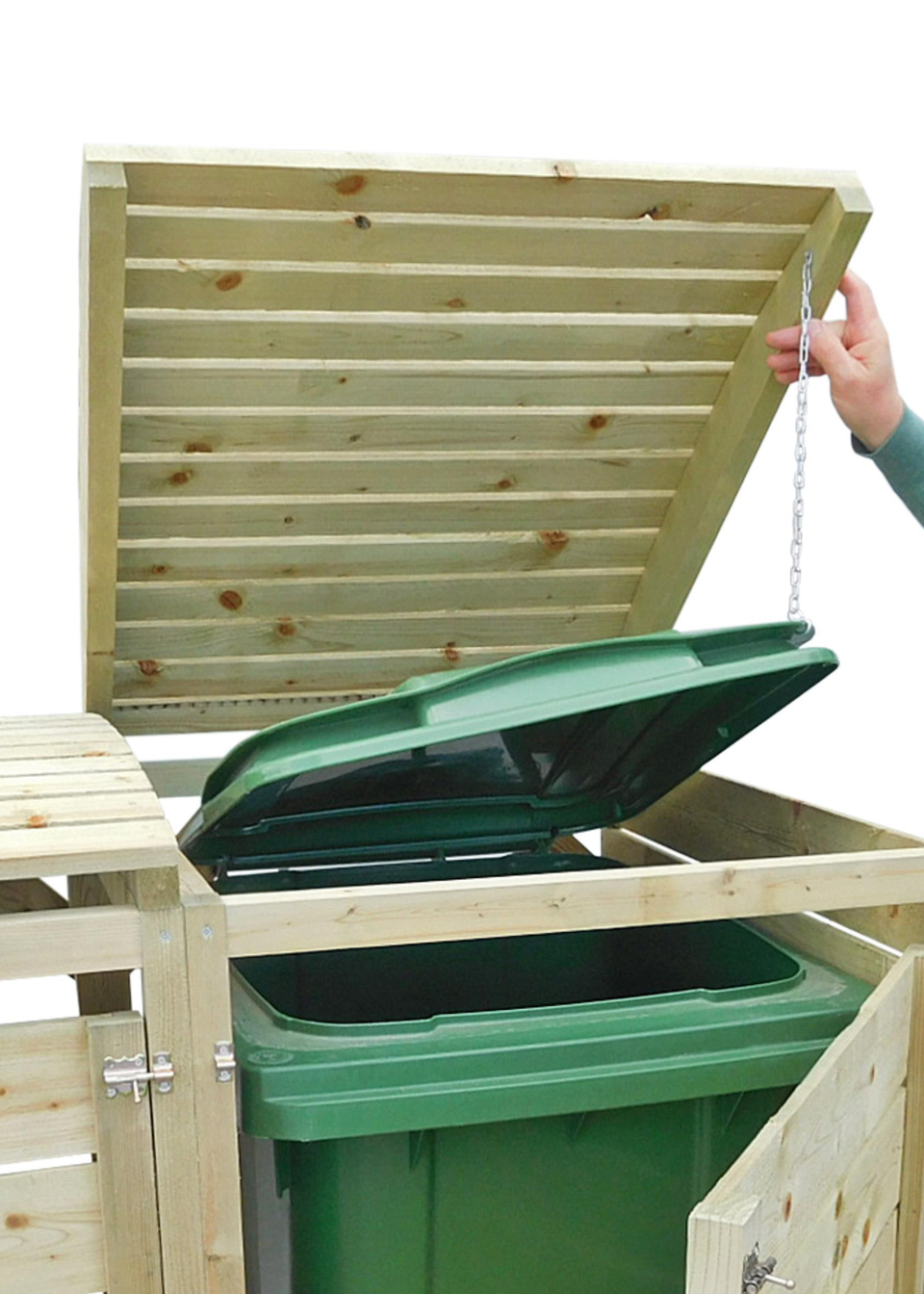 Charles Bentley Double Wooden Wheelie Bin Storage Unit Dustbin Pressure Treated