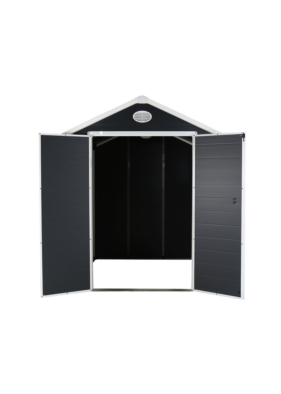 Charles Bentley Plastic Storage Garden Shed Grey Med Roof Outdoor (L6.3ft x W6.2ft)