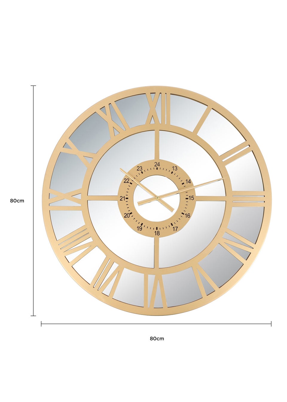 Charles Bentley Coniston Indoor Outdoor Mirrored Skeleton Wall Clock (Dia. 80cm)