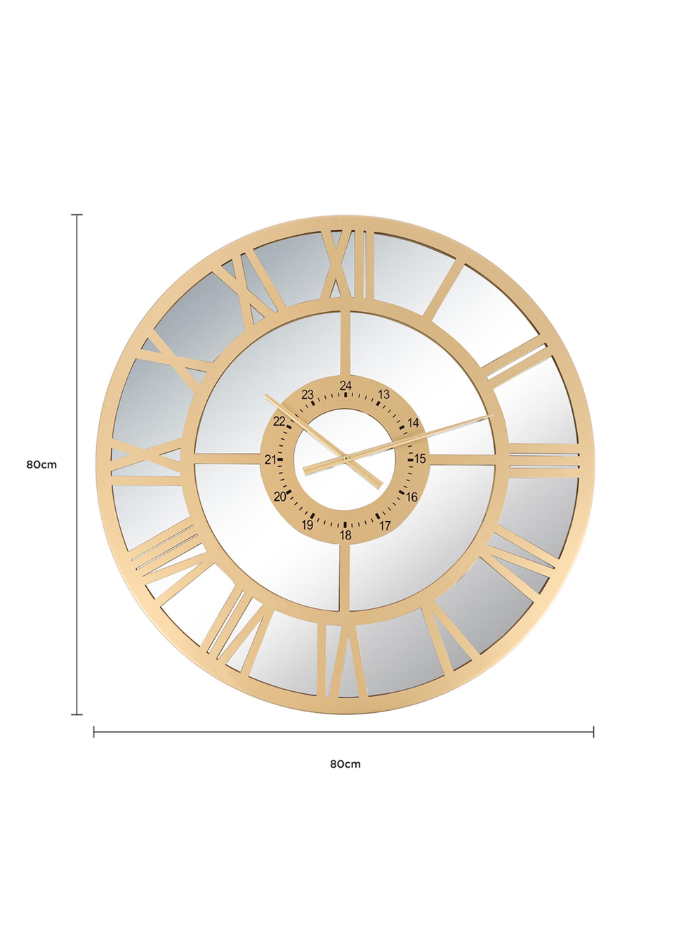Charles Bentley Coniston Indoor Outdoor Mirrored Skeleton Wall Clock (Dia. 80cm)